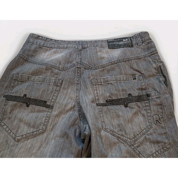 Rocawear R+ Baggy Denim Jeans Men's 42x34 Wide Leg Embroidered Hip Hop Skater - Picture 7 of 11